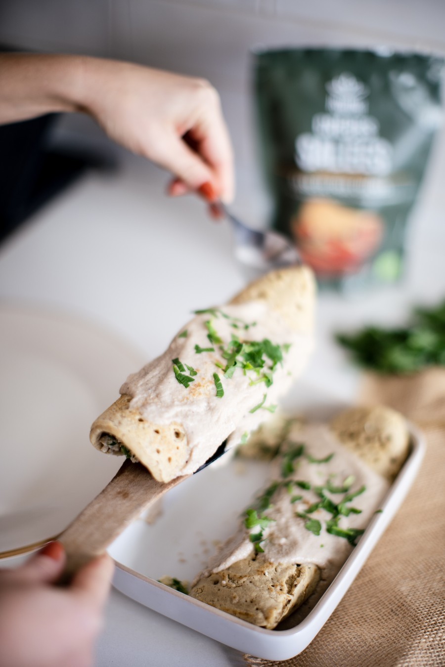 Quesadillas de Tofu y Espinacas con Salsa Bechamel de Anacardos